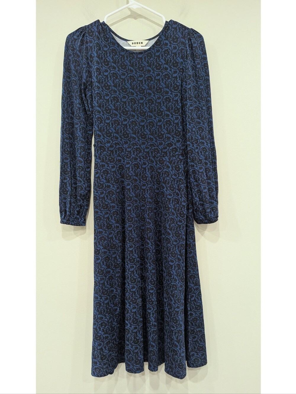 Boden Camille Jersey Long Sleeve Midi Dress In Blue Size 2 Petite